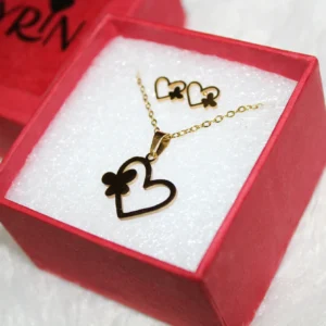 Kyrin Anti Tarnish Gold Heart Jewelry Set (with gift box)