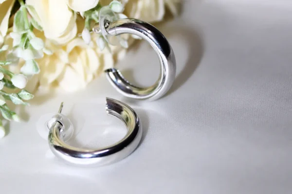 Kyrin Silver Half Hoop Earrings (Set of 2) - Image 2