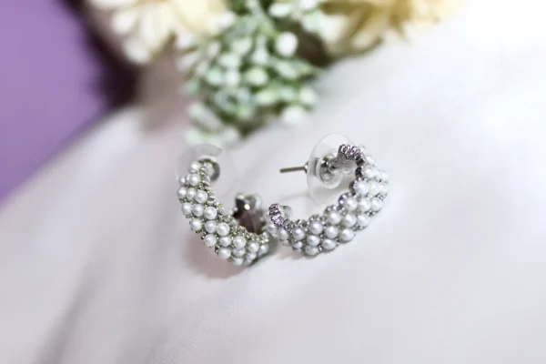 Kyrin Silver Half Hoop Earrings (Set of 2) - Image 2