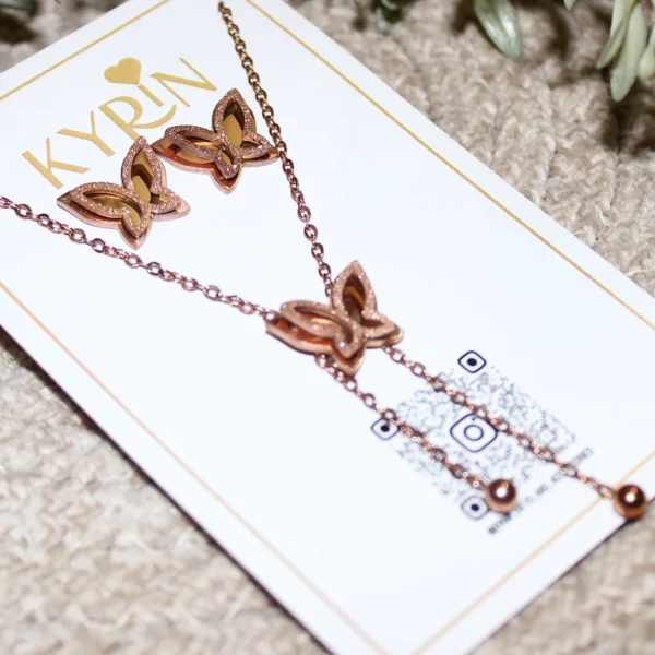Kyrin Anti Tarnish Rose Gold Buttery Jewelry Set - Image 2