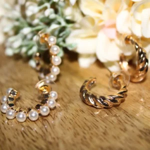 Kyrin Gold Half Hoop Earrings (Set of 2)