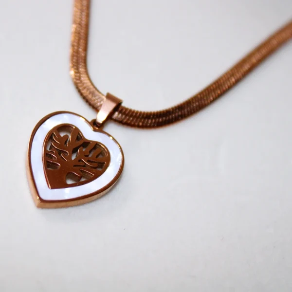 Kyrin Anti Tarnish Rose Gold Heart Pendant Chain - Image 2