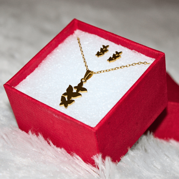 Kyrin Anti Tarnish Gold Butterfly Jewelry Set (with gift box)