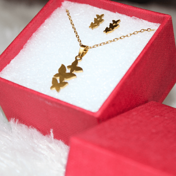Kyrin Anti Tarnish Gold Butterfly Jewelry Set (with gift box) - Image 3