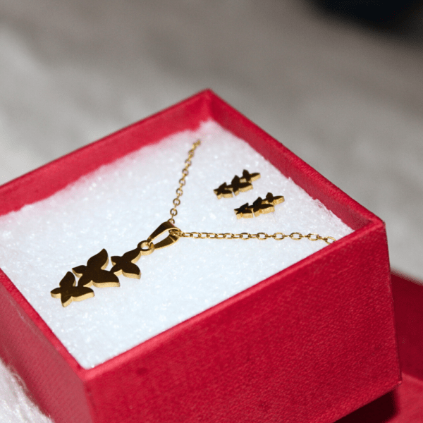 Kyrin Anti Tarnish Gold Butterfly Jewelry Set (with gift box) - Image 4