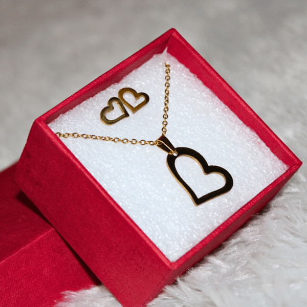 Kyin Anti Tarnish Gold Heart Jewelry Set (with gift box)