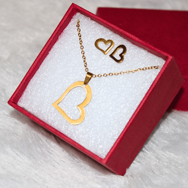 Kyin Anti Tarnish Gold Heart Jewelry Set (with gift box) - Image 3