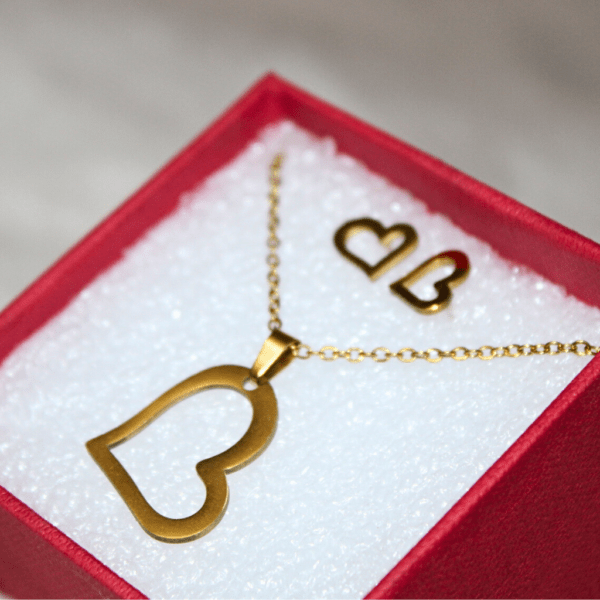 Kyin Anti Tarnish Gold Heart Jewelry Set (with gift box) - Image 5