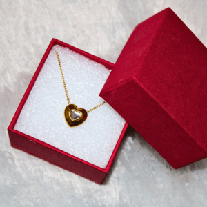 Kyrin Anti Tarnish Gold Diamond Heart Pendant Chain (with gift box)