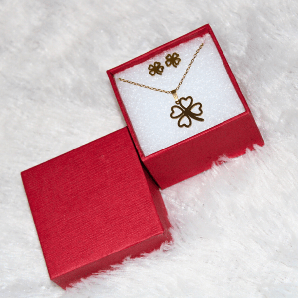 Kyrin Anti Tarnish Gold Clover Jewelry Set (with gift box) - Image 3