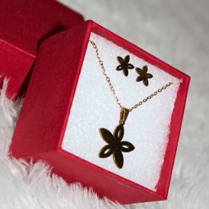 Kyrin Anti Tarnish Gold Flower Jewelry Set (with gift box)