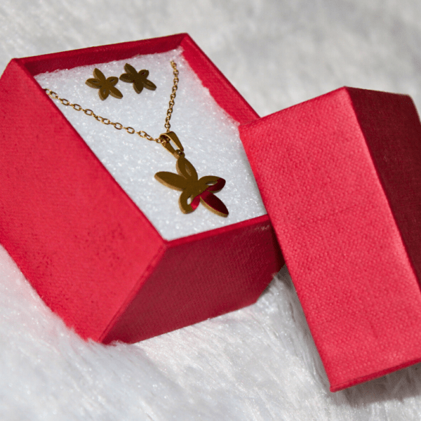 Kyrin Anti Tarnish Gold Flower Jewelry Set (with gift box) - Image 4
