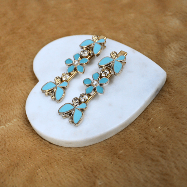 Kyrin Blue Flower Hair Clips - Image 4