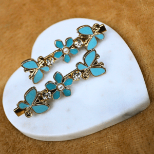 Kyrin Blue Flower Hair Clips