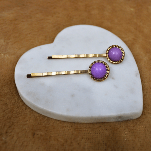 Kyrin Purple Bead Hair Clips