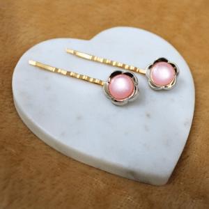 Kyrin Pink Flower Hair Clips