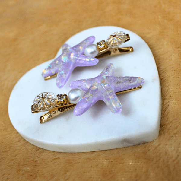 Kyrin Purple Star Hair Clips - Image 3