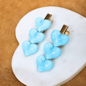 Kyrin Blue Heart Hair Clips