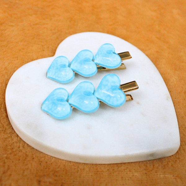 Kyrin Blue Heart Hair Clips - Image 2