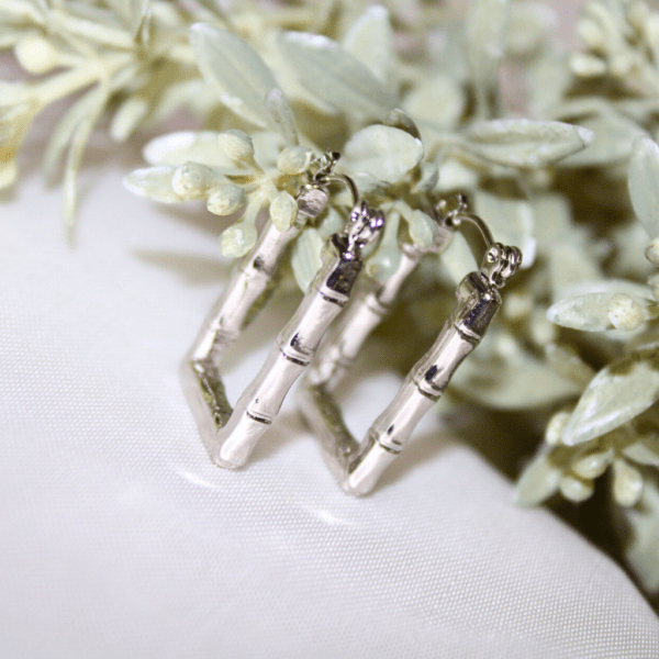 Kyrin Anti Tarnish Silver Bamboo Hoops - Image 3