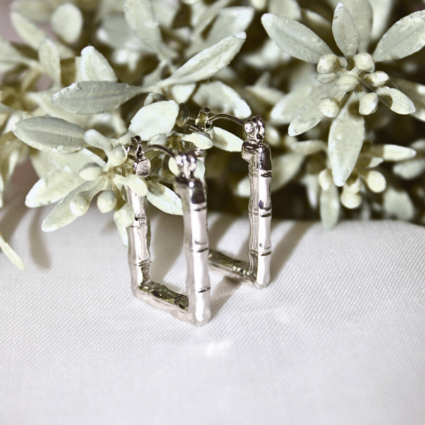 Kyrin Anti Tarnish Silver Bamboo Hoops