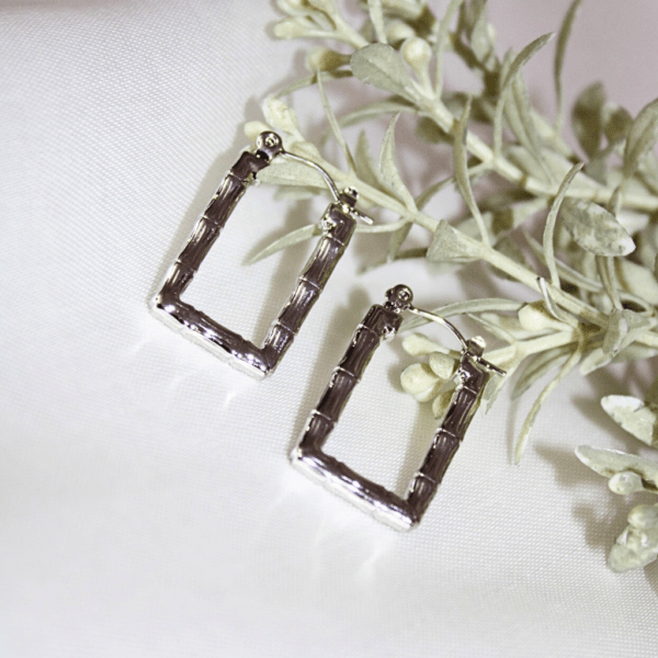 Kyrin Anti Tarnish Silver Bamboo Hoops - Image 2
