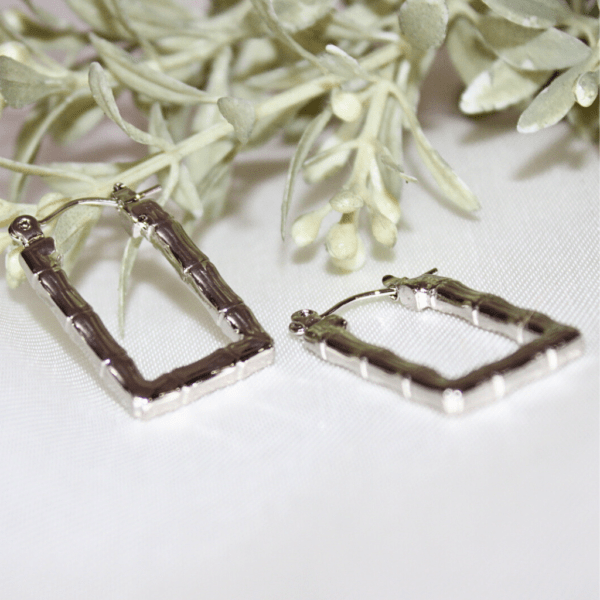 Kyrin Anti Tarnish Silver Bamboo Hoops - Image 4