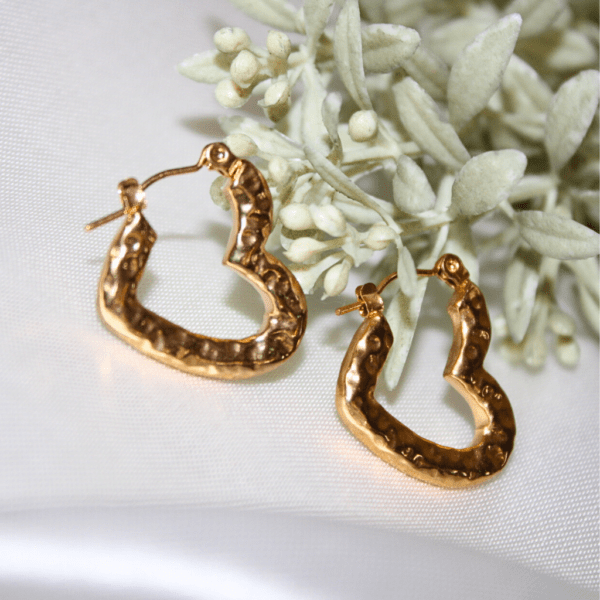 Kyrin Anti Tarnish Gold Heart Hoops - Image 2