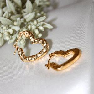 Kyrin Anti Tarnish Gold Heart Hoops