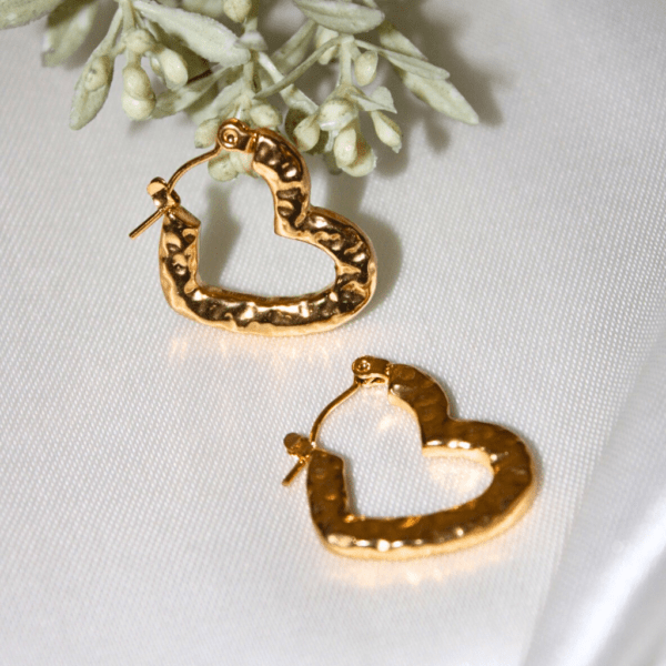Kyrin Anti Tarnish Gold Heart Hoops - Image 3