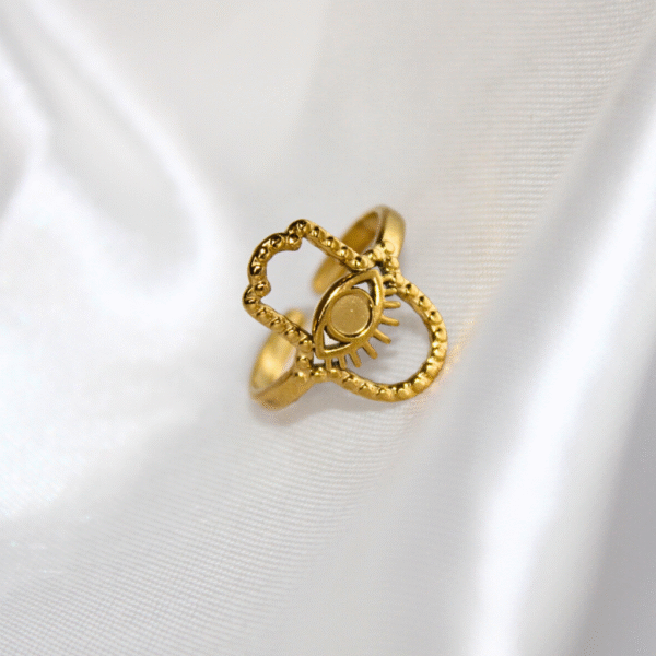 Kyrin Anti Tarnish Gold Evil Eye Ring - Image 2