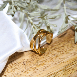 Kyrin Anti Tarnish Gold Criss Cross Ring