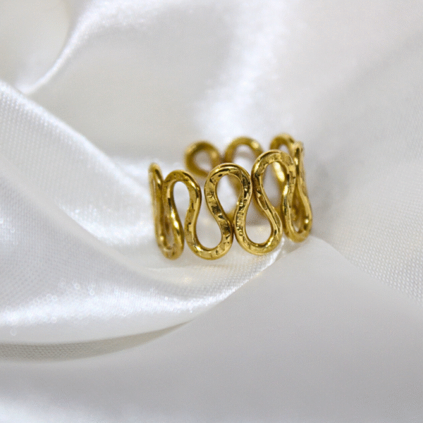 Kyrin Anti Tarnish Gold Brass Roll Ring - Image 2