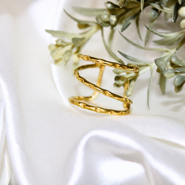 Kyrin Anti Tarnish Gold Brass Layered Ring - Image 2