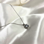 Kyrin Anti Tarnish Silver Square Diamond Pendant Chain