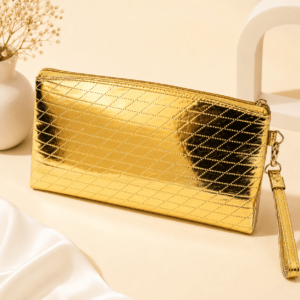 Kyrin Metallic Gold Quilted Multipurpose Pouch with Wrist Strap