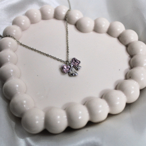 Kyrin Anti Tarnish Pink Bow Pendant Chain