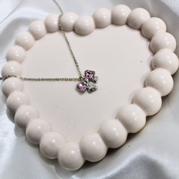 Kyrin Anti Tarnish Pink Bow Pendant Chain - Image 3