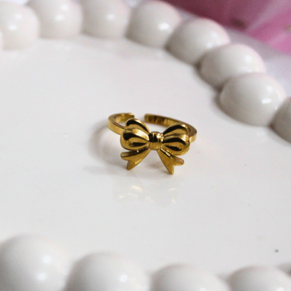 Kyrin Anti Tarnish Gold Bow Ring - Image 2