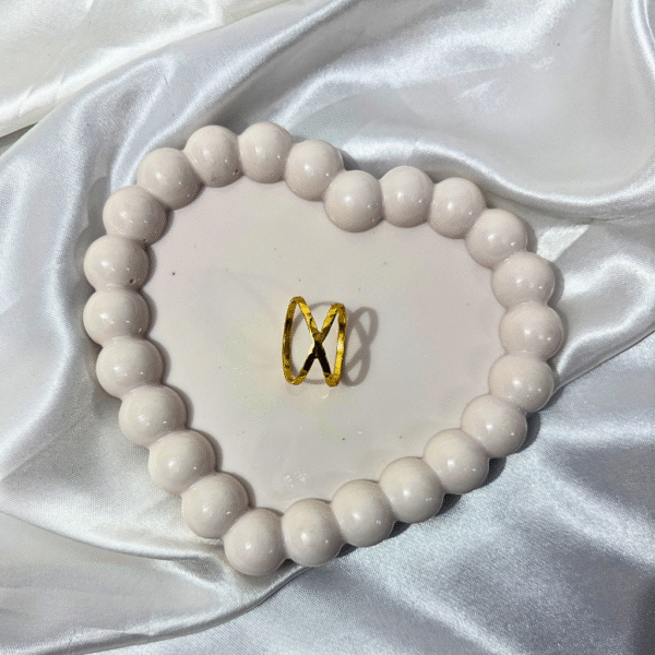Kyrin Anti Tarnish Gold Brass X Ring - Image 3