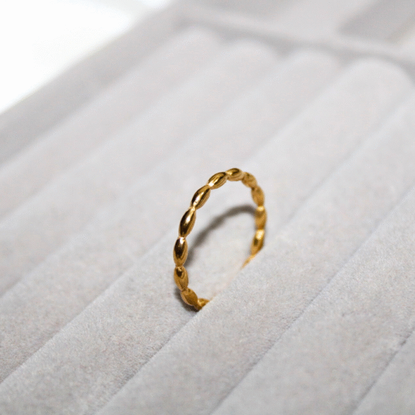 Kyrin Anti Tarnish Gold Beaded Design Band Ring - Image 2