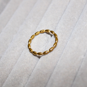 Kyrin Anti Tarnish Gold Beaded Design Band Ring