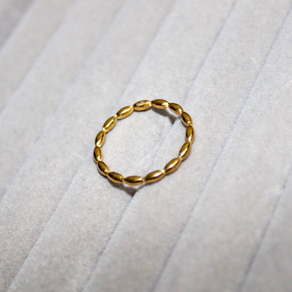 Kyrin Anti Tarnish Gold Beaded Design Band Ring