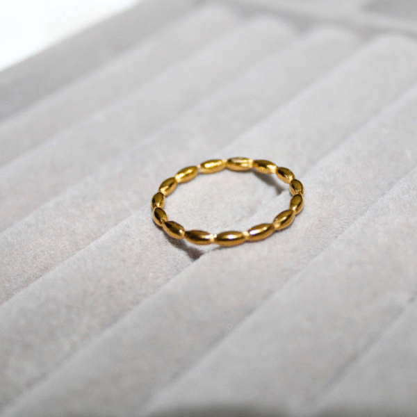 Kyrin Anti Tarnish Gold Beaded Design Band Ring - Image 3