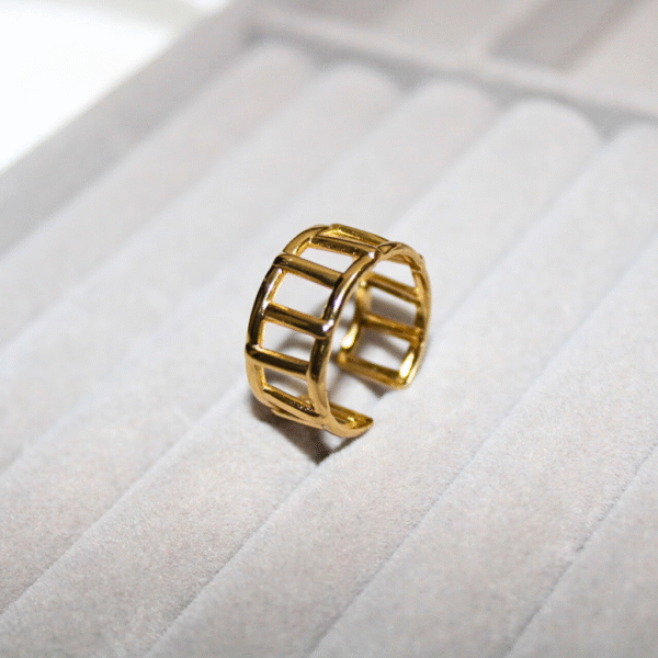 Kyrin Anti Tarnish Gold Net Band Ring - Image 2