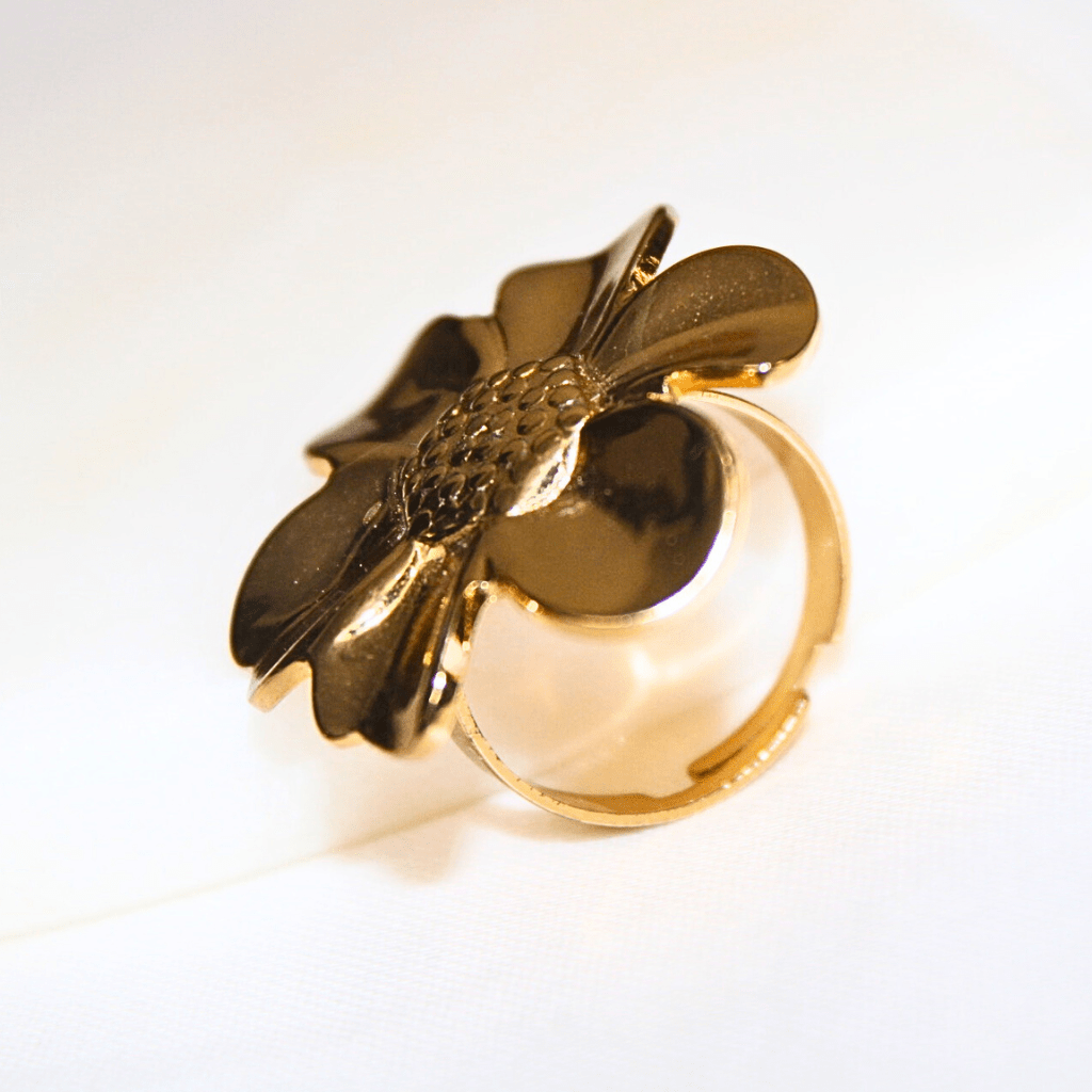Kyrin Anti Tarnish Gold Flower Ring - Image 2