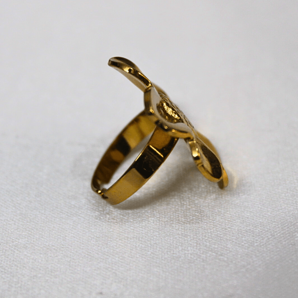 Kyrin Anti Tarnish Gold Flower Ring - Image 3