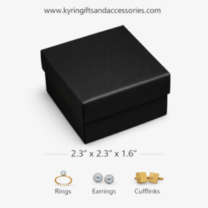 Kyrin Premium Black Gift Box for Rings, Earrings & Cufflinks (2.3 x 2.3 x 1.6 Inch) | Kyrin Gifts & Accessories