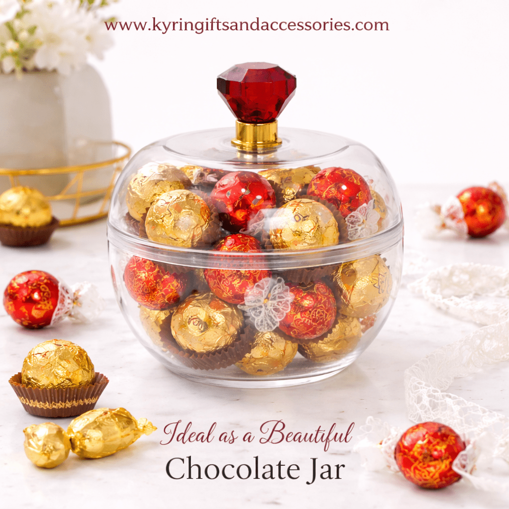 Kyrin Clear Round Plastic Gift Box with Crystal Top Knob | Transparent Storage Container | Kyrin Gifts & Accessories - Image 2
