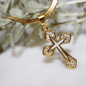 Kyrin Anti-Tarnish Gold Cross Pendant Necklace | Waterproof Zircon Cross Jewelry for Women